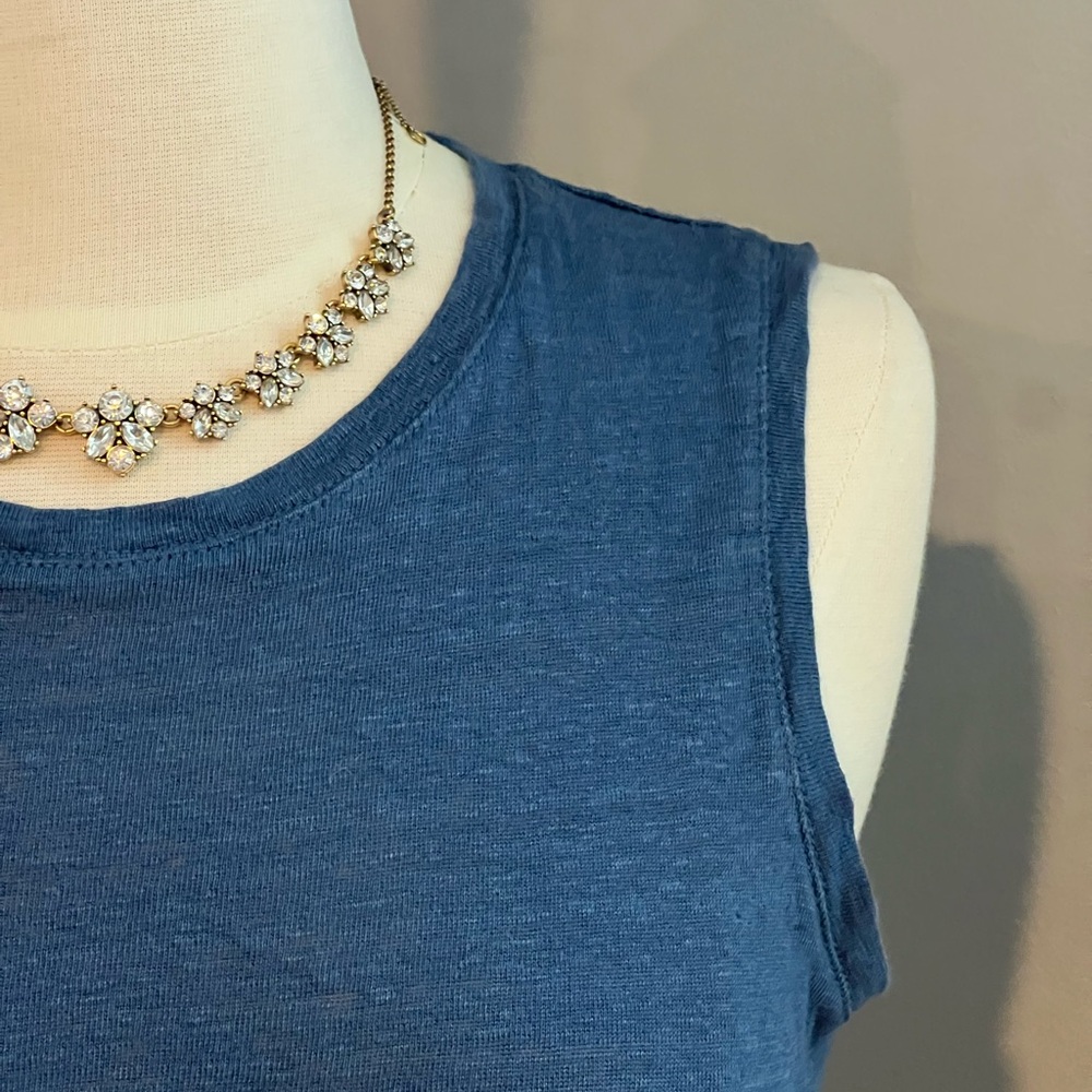 Banana Republic 100% Linen Tie-Front Tank Top Blue Size XS - Picture 2 of 7